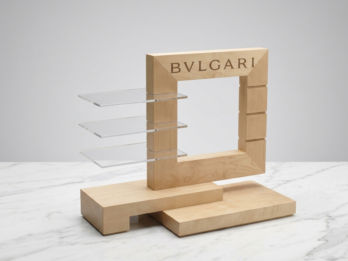 espositore durevole da banco in legno per occhiali